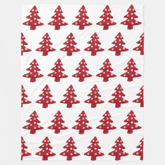 ボタンパターン付きクリスマスツリーをクラフト フリースブランケット (正面)