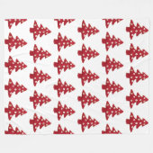 ボタンパターン付きクリスマスツリーをクラフト フリースブランケット (正面(横))