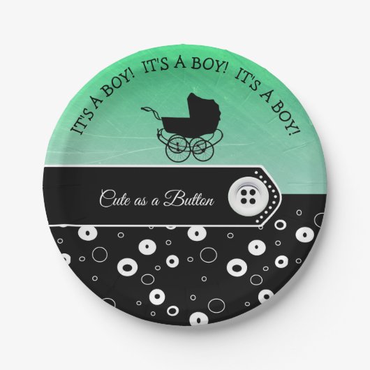 ボタンパーソナライズされた式の赤ちゃんシャワーがとてもかわいい ペーパープレート (正面)