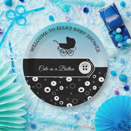 ボタンパーソナライズされた式の赤ちゃんシャワーがとてもかわいい ペーパープレート (パーティー)