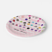 ボタンピンクの赤ちゃんシャワーパーティー ペーパープレート (アングル)
