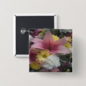 ボタンピンクリリー美しい 缶バッジ (正面&裏面)