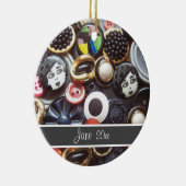 ボタンフラッパー（白黒） セラミックオーナメント (右)