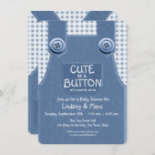 ボタンブルーがかわいいデニム 招待状 (正面/裏面)