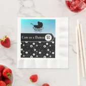 ボタンブルーとブラックベイビーシャワーがとてもかわいい 縁ありランチョンナプキン (インサイチュ)