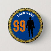 ボタンホッケープレーヤー – 名前と番号の追加 缶バッジ (正面)