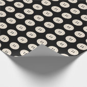 ボタンミニマルモダンリストドットパターンブラッククリーム ラッピングペーパー (角)