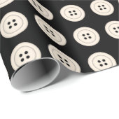 ボタンミニマルモダンリストドットパターンブラッククリーム ラッピングペーパー (ロールコーナー)