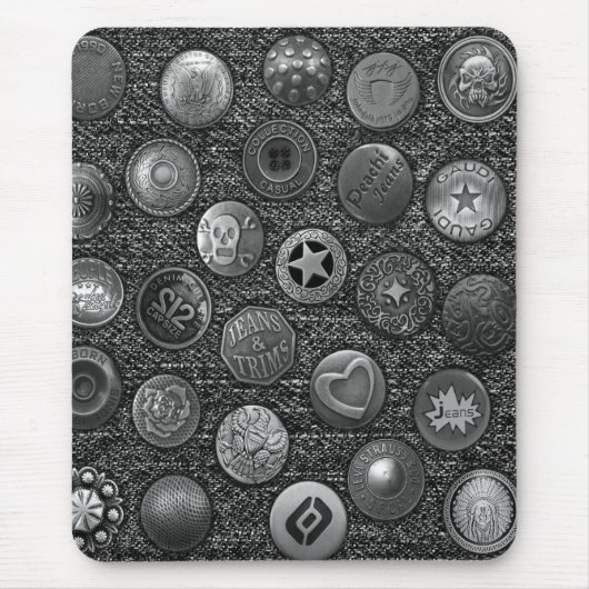 ボタンモダン付きブラックジーンズ マウスパッド (正面)