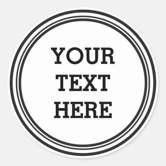 ボタンラウンドホワイトとブラック+テキスト ラウンドシール (正面)