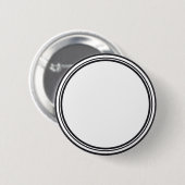 ボタンラウンドホワイトとブラック+テキスト 缶バッジ (正面&裏面)