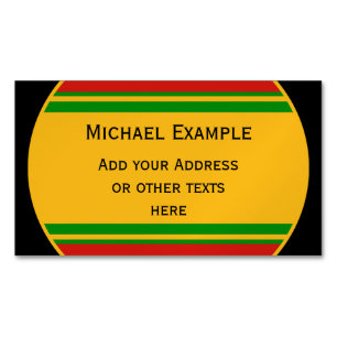 ボタン丸ストライプい緑の赤い黄色+テキスト マグネット名刺