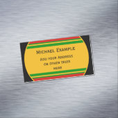 ボタン丸ストライプい緑の赤い黄色+テキスト マグネット名刺 (インサイチュ)