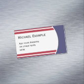 ボタン丸ストライプ色の青い赤い白+テキスト マグネット名刺 (インサイチュ)