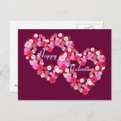 ボタン付きハート ポストカード (正面/裏面)