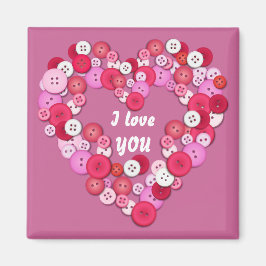 ボタン付きハート マグネット