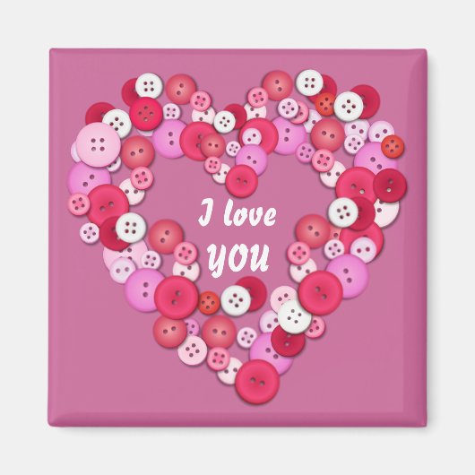 ボタン付きハート マグネット (正面)