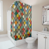 ボタン付きパッチのレトロ シャワーカーテン (インサイチュ)