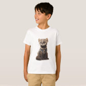 ボタン付きベストを着たテン(子供用) Tシャツ (正面フル)