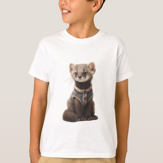 ボタン付きベストを着たテン(子供用) Tシャツ (正面)