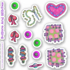 ボタン及びステッチ裁縫テーマ シール