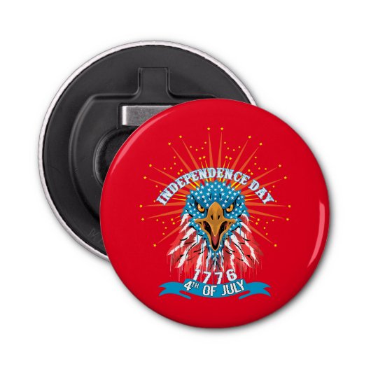 ボタン型栓抜きアメリカの美しいイーグルレッド 栓抜き (正面)