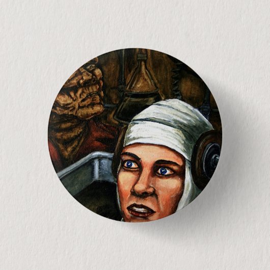 ボタン死なない頭脳 缶バッジ (正面)