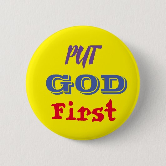 ボタン神を先に置く 缶バッジ (正面)