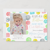 ボタン1枚目の誕生日写真のパーティー招待状 招待状 (正面)