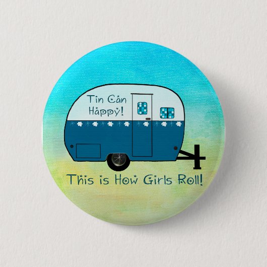 ボタン|のヴィンテージのキャンピングカー 缶バッジ (正面)