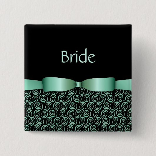 ボタン-アクアマリン--を結婚する100つのロゼット 缶バッジ (正面)