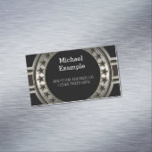 ボタン/バナー – 星シルバー黒+あなたのバック。 マグネット名刺 (インサイチュ)