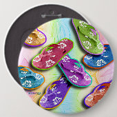 ボタン-ビーチサンダルのポップアート 缶バッジ (正面&裏面)