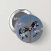 ボタン、ピン-灰色のロバの回転木馬の馬 缶バッジ (正面&裏面)