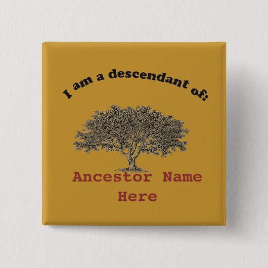 ボタン – ファミリーツリーと祖先の名前 缶バッジ (正面)