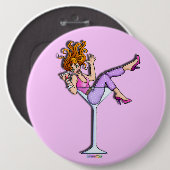 ボタン-マルティーニガラスの女の子、Lilの赤 缶バッジ (正面&裏面)