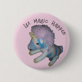 ボタン – ユニコーン魔法オンピンク 缶バッジ (正面)