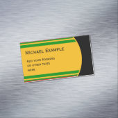 ボタン ラウンド ストライプ 緑 赤 黄色 + あなたのお好きなテキスト マグネット名刺 (インサイチュ)