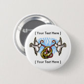 ボタン：リングや輪と鳩 缶バッジ (正面&裏面)