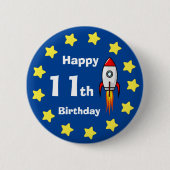 ボタン – ロッケットシップ11誕生日 缶バッジ (正面)