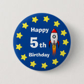 ボタン – ロッケットシップ5誕生日 缶バッジ (正面)