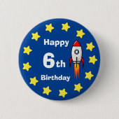 ボタン – ロッケットシップ6誕生日 缶バッジ (正面)