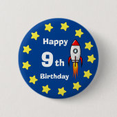 ボタン – ロッケットシップ9誕生日 缶バッジ (正面)
