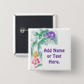 ボタン： 「不思議の国のアリス」の「チェシャーキャット」 缶バッジ (正面&裏面)