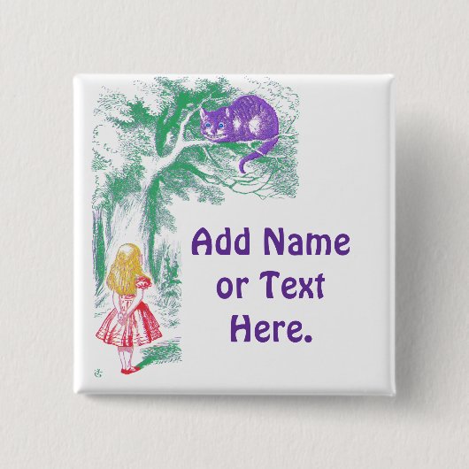 ボタン： 「不思議の国のアリス」の「チェシャーキャット」 缶バッジ (正面)