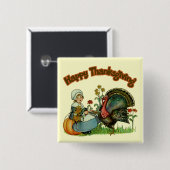 ボタン-幸せな感謝祭 缶バッジ (正面&裏面)