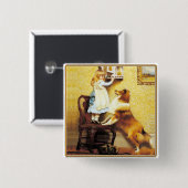 ボタン：特別なプリーダー：女の子とシェットランド・ シープドッグ 缶バッジ (正面&裏面)