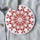 ボタン、白い背景色の赤いフローラデザイン 缶バッジ (インサイチュ)