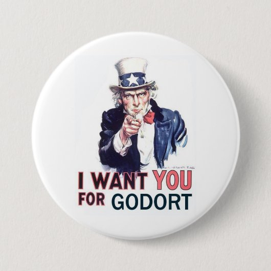 ボタン-私はGODORTのためのほしいと思います 缶バッジ (正面)