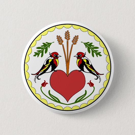 ボタン-長く、幸せな人間関係のジンクス 缶バッジ (正面)